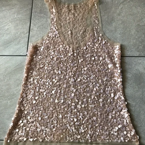 Blush Mesh Tank with sequins Small - Picture 2 of 8